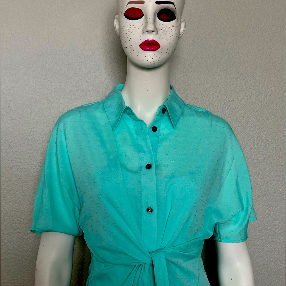 TEAL VINCE CAMUTO BUTTON-UP BLOUSE (XS)
